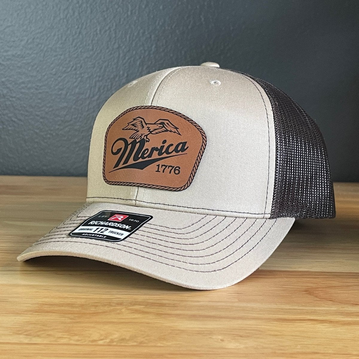 Merica 1776 Eagle Patriotic Leather Patch Hat Patch Hat