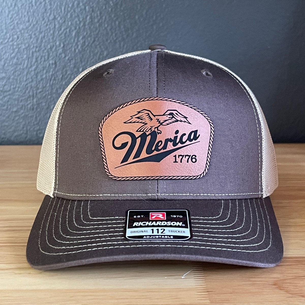 Merica 1776 Eagle Patriotic Leather Patch Hat Patch Hat
