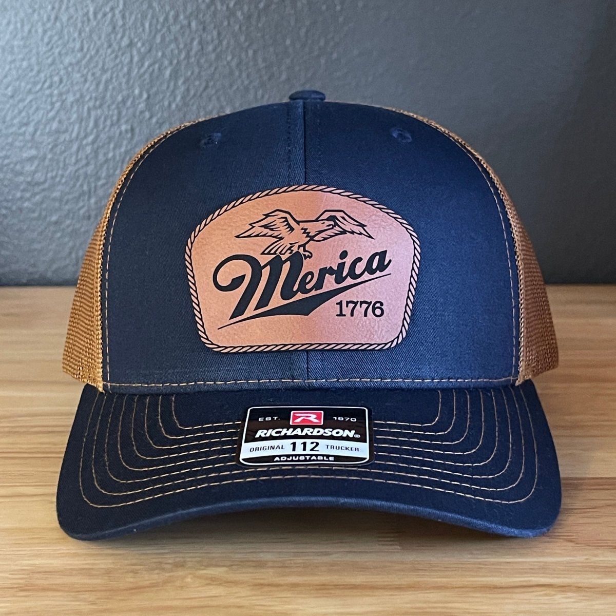 Merica 1776 Eagle Patriotic Leather Patch Hat Patch Hat