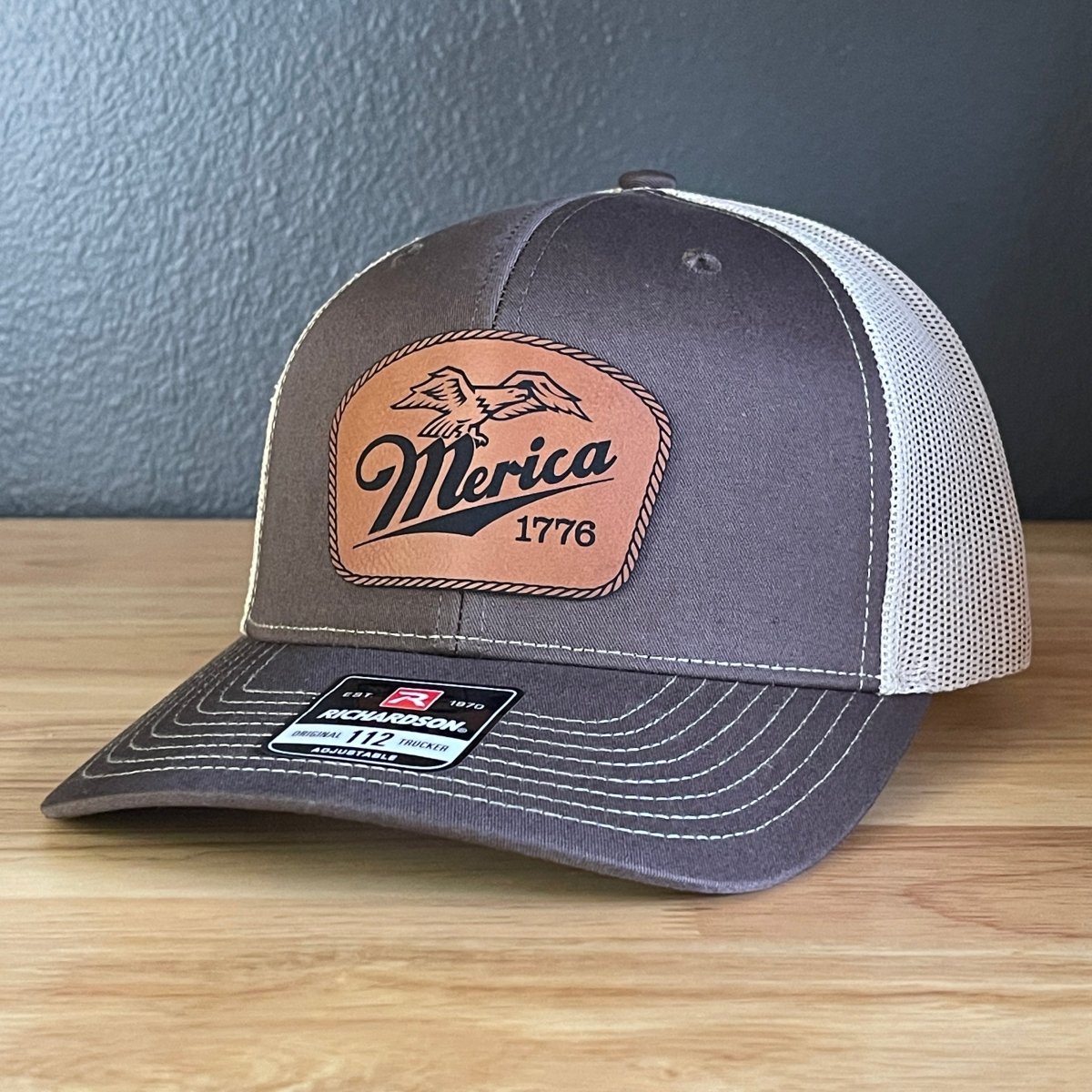 Merica 1776 Eagle Patriotic Leather Patch Hat Patch Hat
