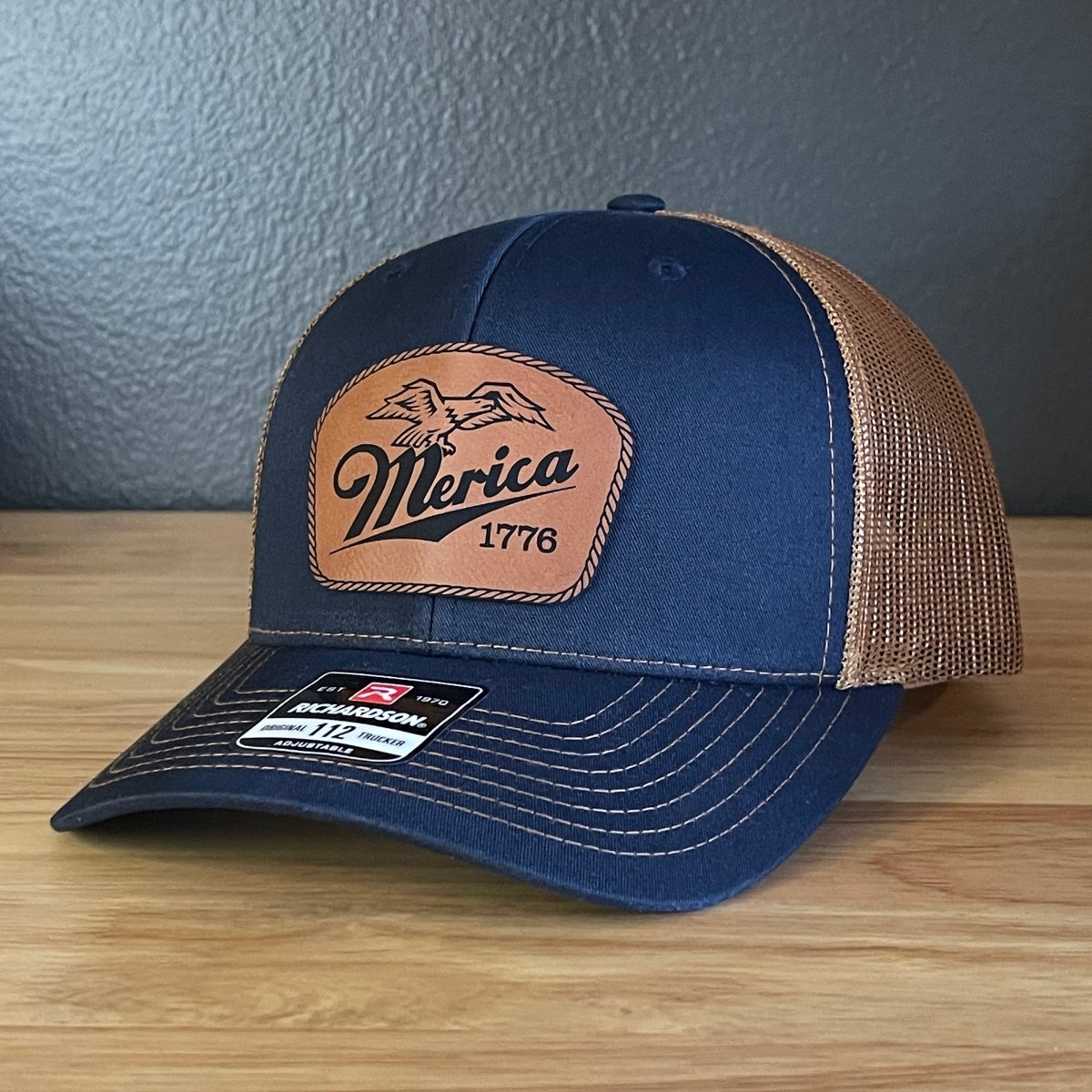 Merica 1776 Eagle Patriotic Leather Patch Hat Patch Hat