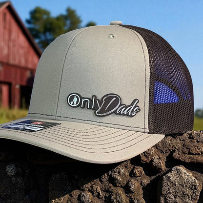 Only Dads Funny Leather Patch Hat Khaki/Brown Patch Hat