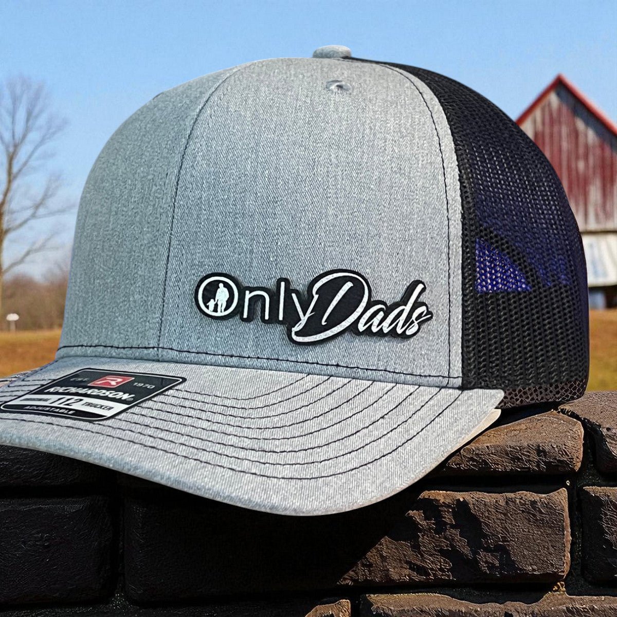 Only Dads Funny Side Leather Patch Hat Black/Silver Patch Hat