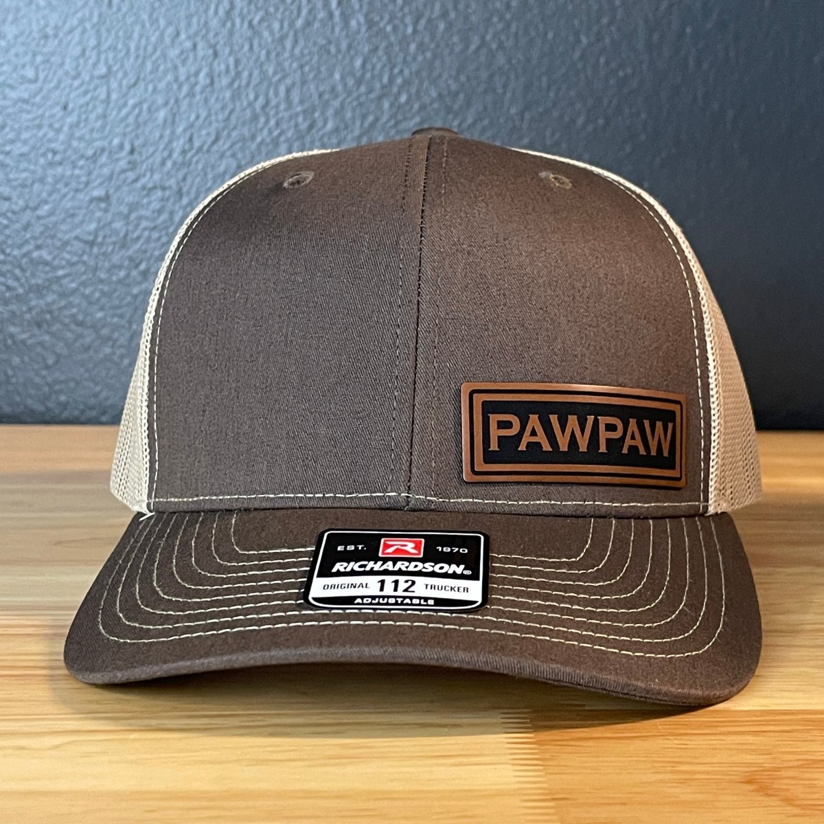 PAWPAW Side Leather Patch Hat Brown Patch Hat