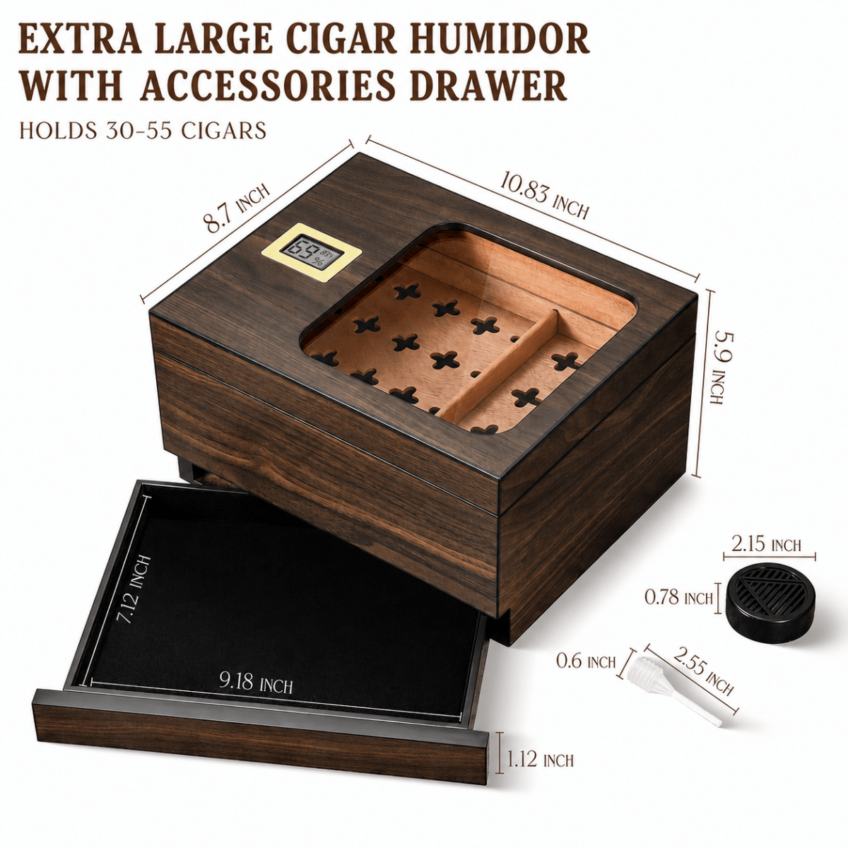 Personalized Cigar Humidor with Digital Hygrometer - Hollow Point Society - Cigar Humidor