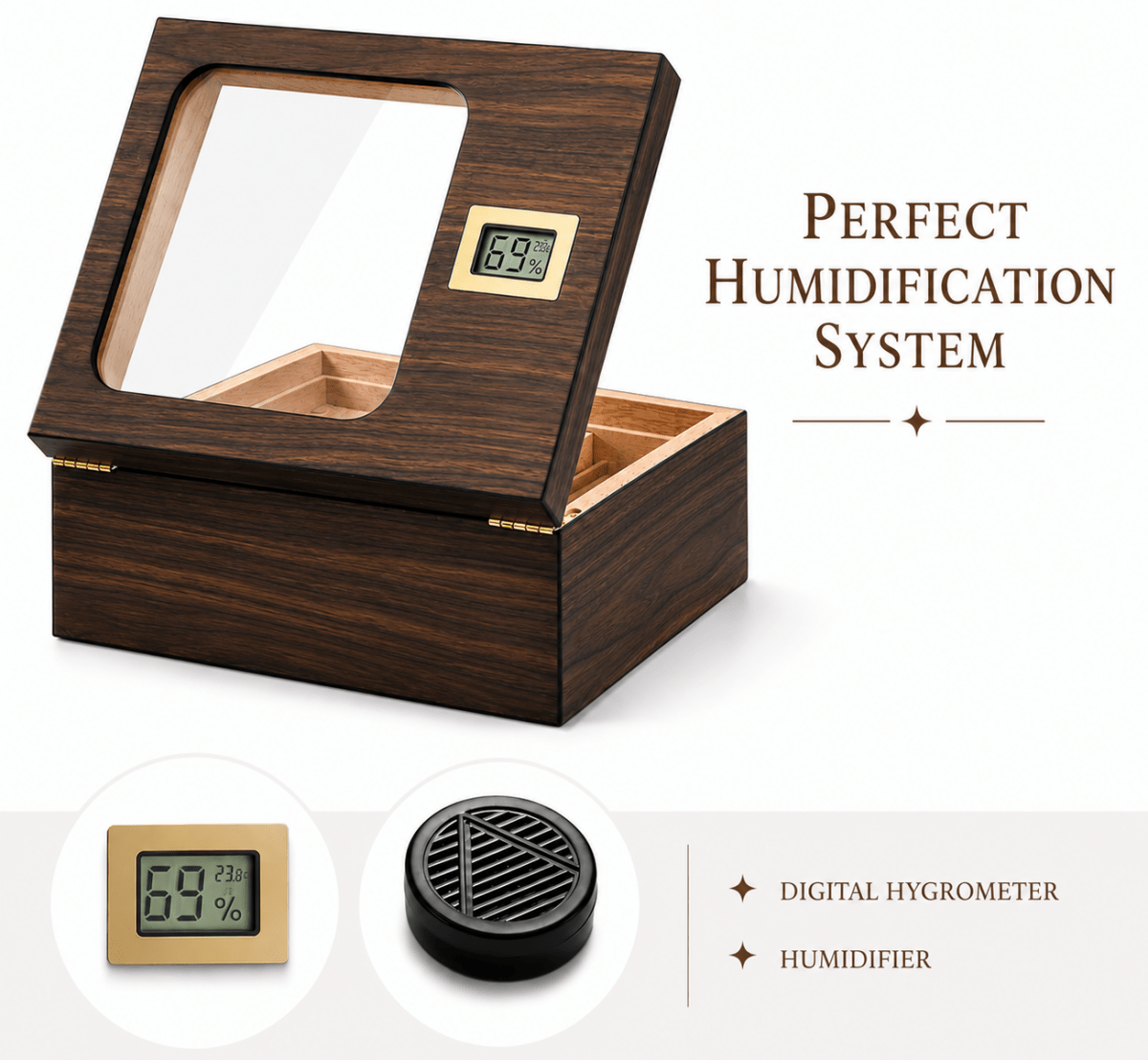 Personalized Cigar Humidor with Digital Hygrometer - Hollow Point Society - Cigar Humidor