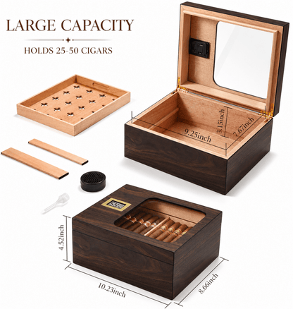 Personalized Cigar Humidor with Digital Hygrometer - Hollow Point Society - Cigar Humidor