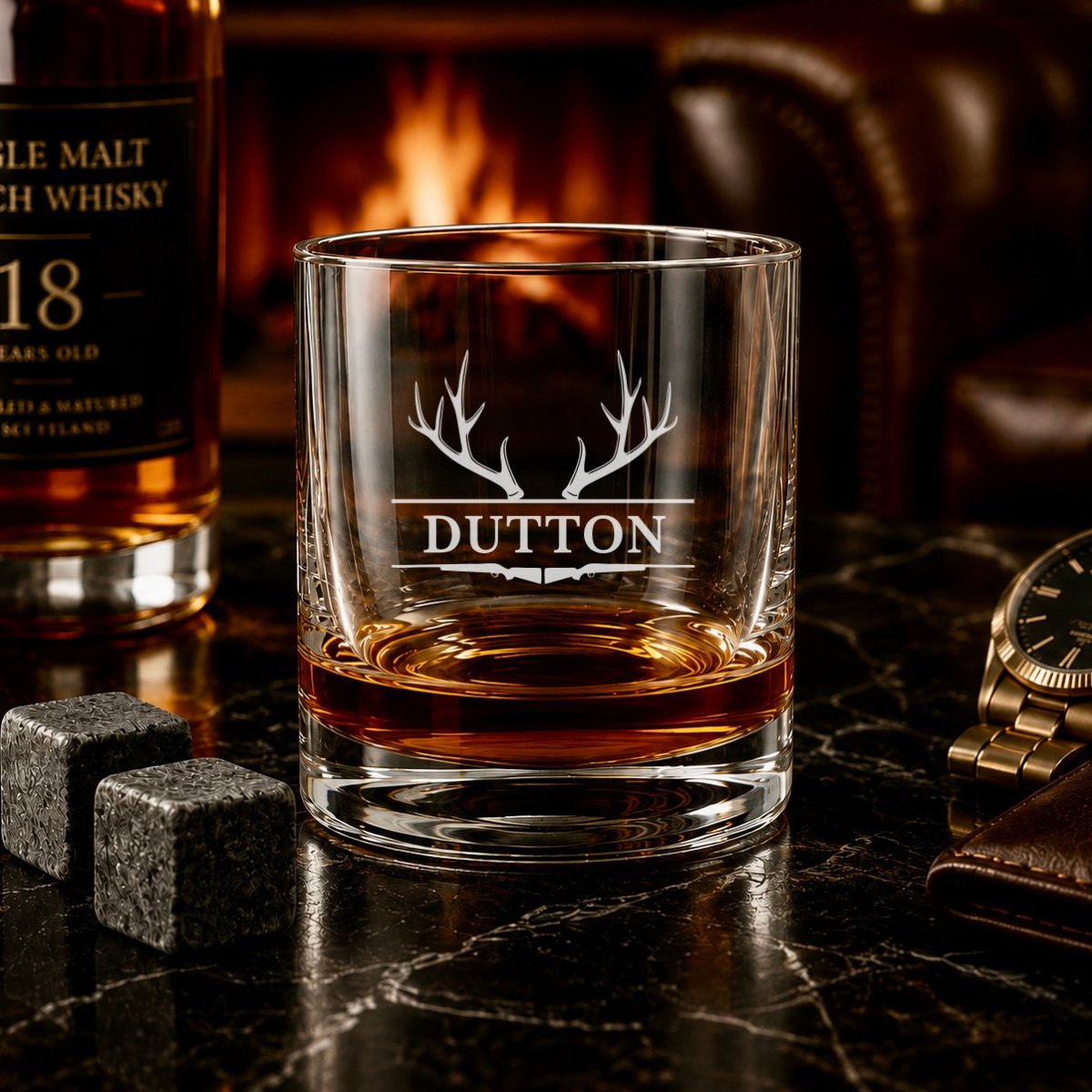 Personalized Deer Antler Whiskey Glass - Hollow Point Society - Whiskey Glass