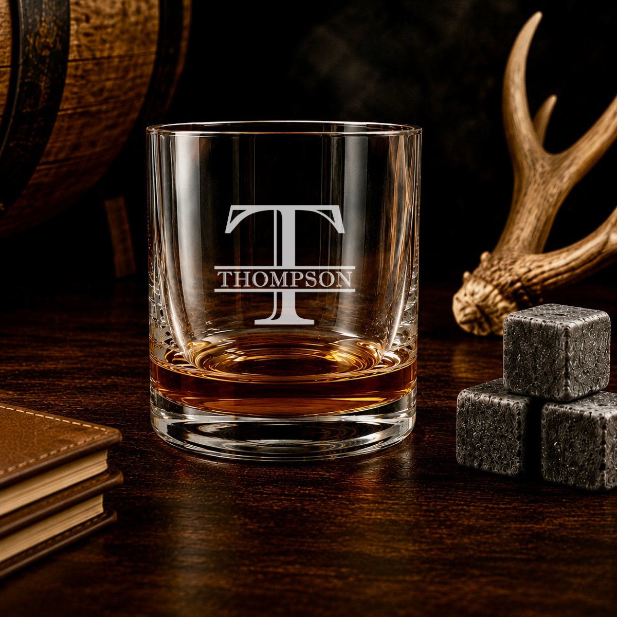 Personalized Split Monogram Whiskey Glass - Hollow Point Society - Whiskey Glass