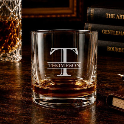 Personalized Split Monogram Whiskey Glass - Hollow Point Society - Whiskey Glass