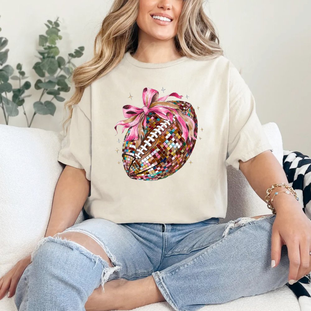 Pink Bow Football Shirt Coquette Tee (4 colors) T-Shirt
