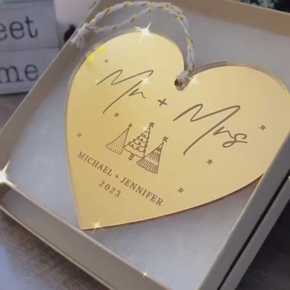 Mr & Mrs Personalized Heart Ornament
