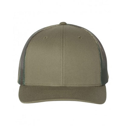 Fishing Duck Hunting American Flag Patriotic Leather Patch Hat Green/Camo