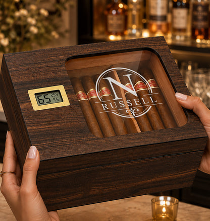 Custom Logo Cigar Humidor with Digital Hygrometer