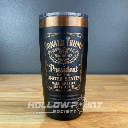 Set of 2: Trump 45 - 47 Vintage Label Collector's 20oz Rose Gold Laser Engraved Tumblers Tumblers