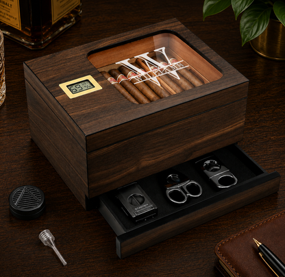 Personalized Cigar Humidor with Digital Hygrometer