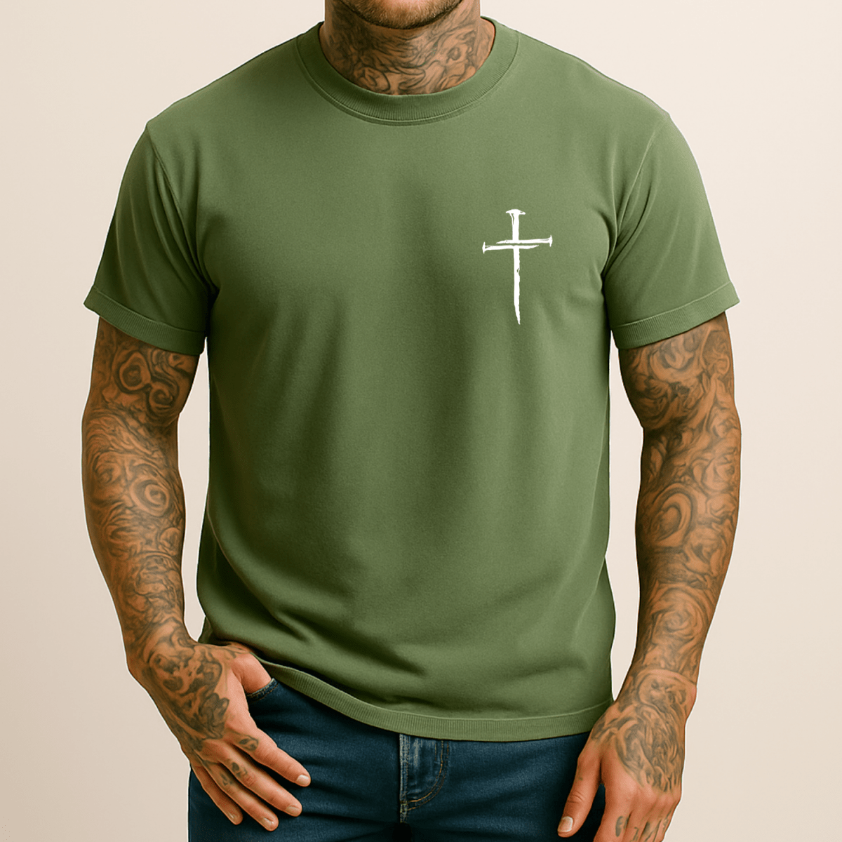 Three Nail Cross Men's Christian T Shirt T-Shirt