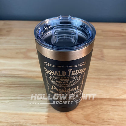 Trump 45 - 47 Commemorative Vintage Label Collector's 20oz Rose Gold Laser Engraved Tumbler Tumblers