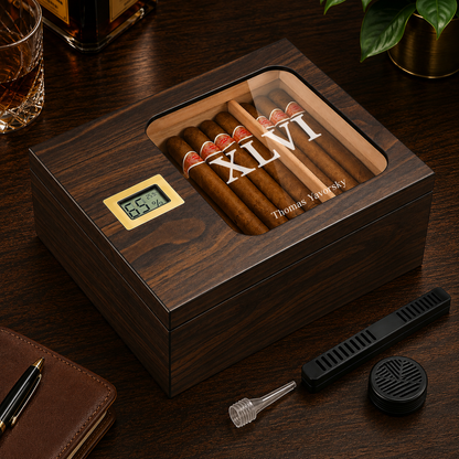 Custom Logo Cigar Humidor with Digital Hygrometer