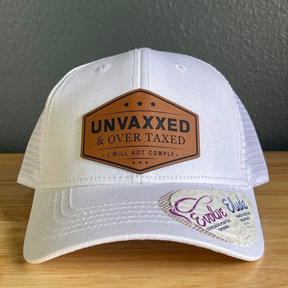 Unvaxxed and Overtaxed Ponytail Hat Rawhide Patch Women's Hat Patch Hat