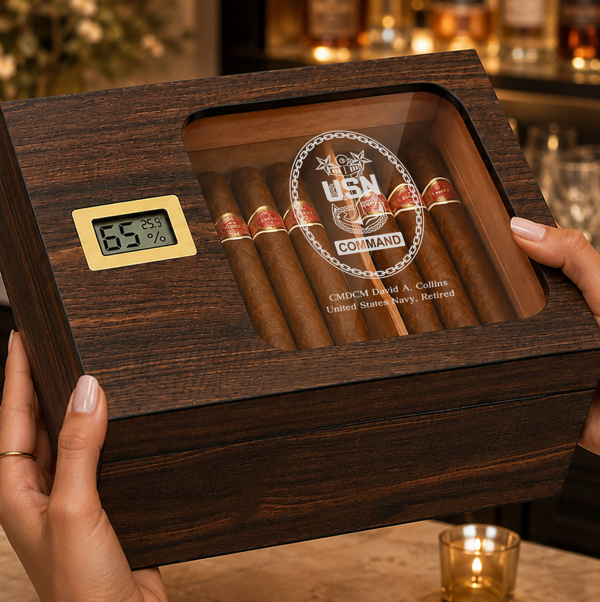 Custom Logo Cigar Humidor with Digital Hygrometer