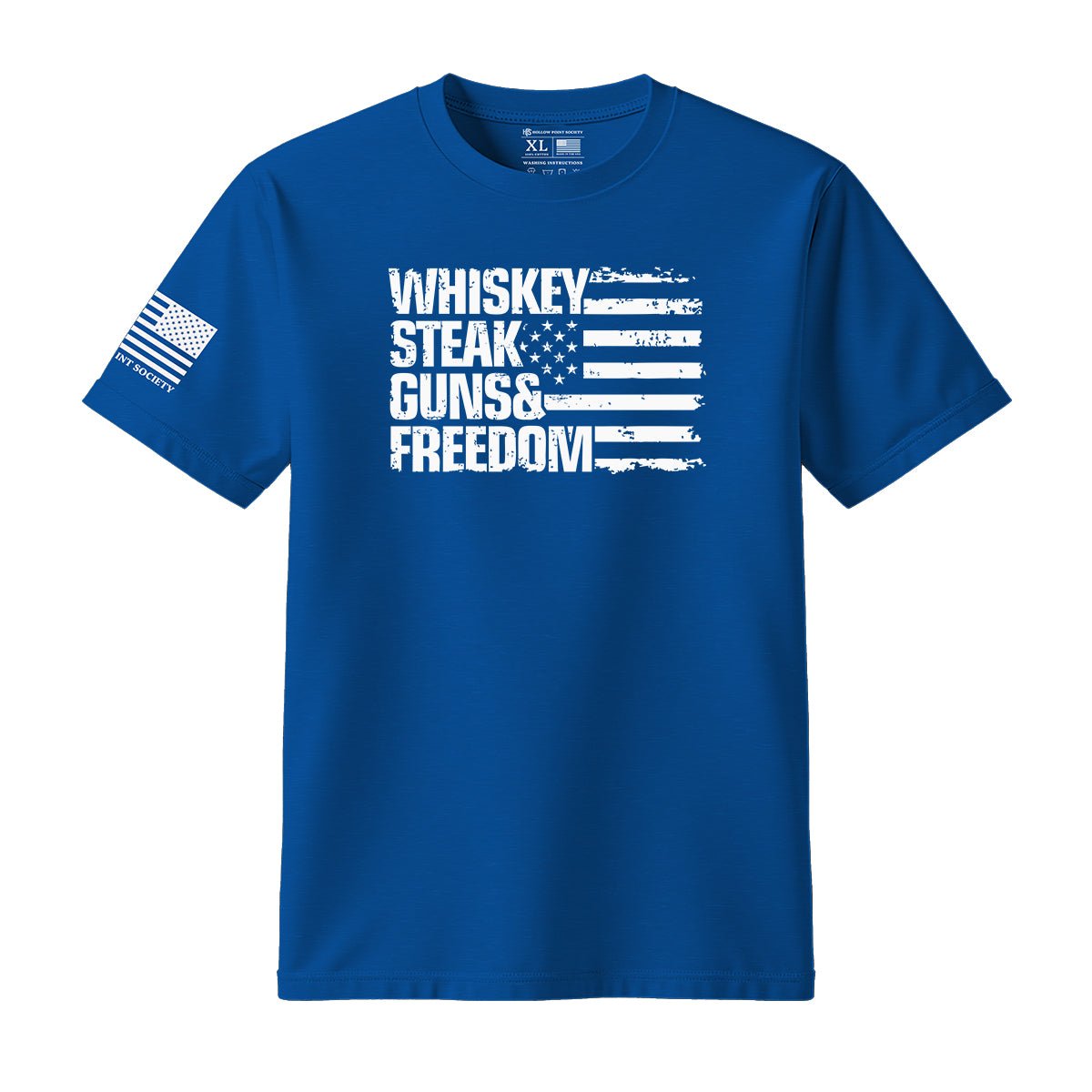 Whiskey Steak Guns & Freedom American Flag T-Shirt - Hollow Point Society - T-Shirt