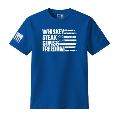 Whiskey Steak Guns & Freedom American Flag T-Shirt - Hollow Point Society - T-Shirt