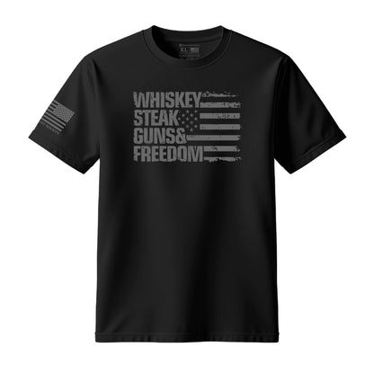Whiskey Steak Guns & Freedom American Flag T-Shirt - Hollow Point Society - T-Shirt