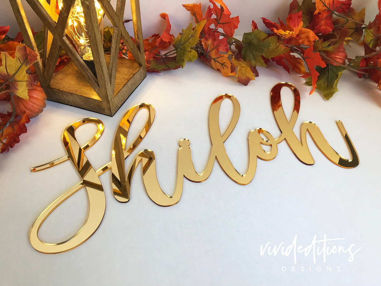 18” Gold Mirror Small Personalized Name Sign - VividEditions
