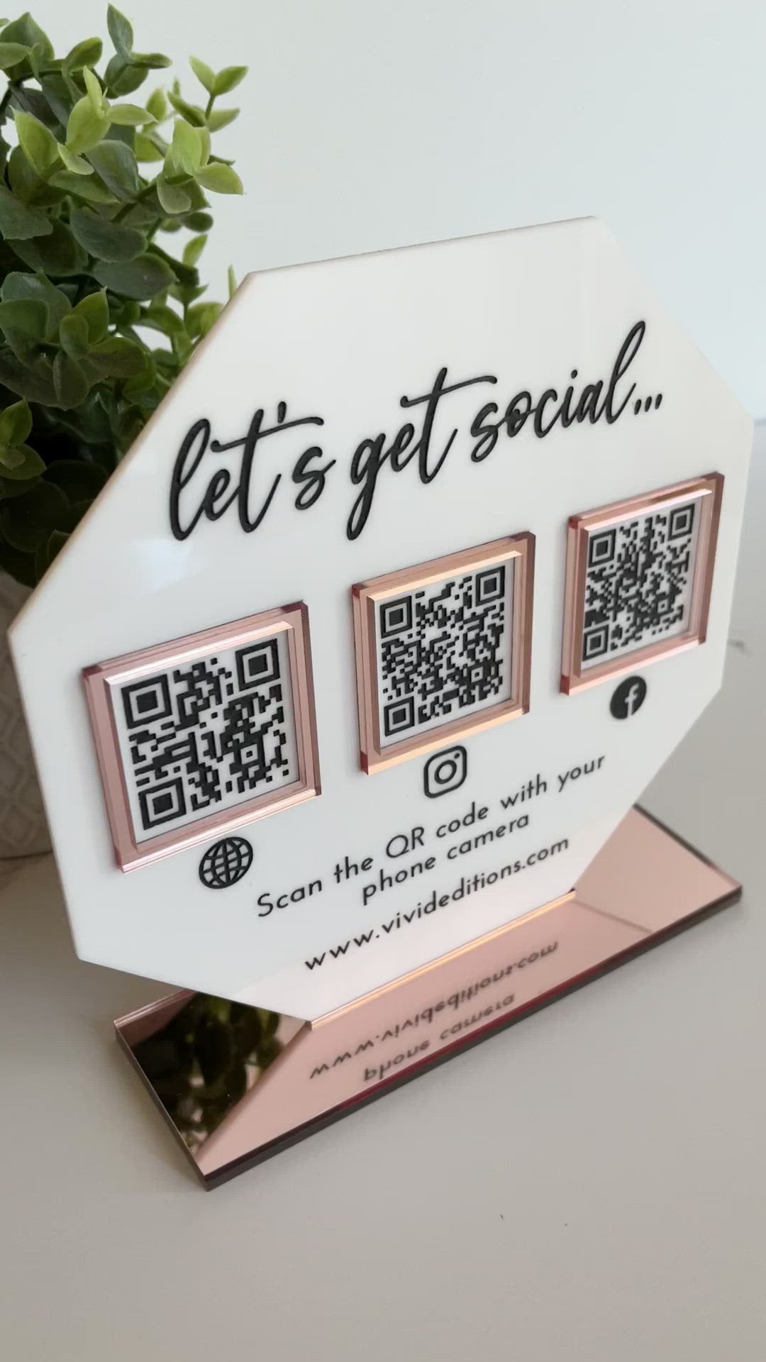 QR Acrylic Social Media Business Sign - Beauty Bar, Hair Salon