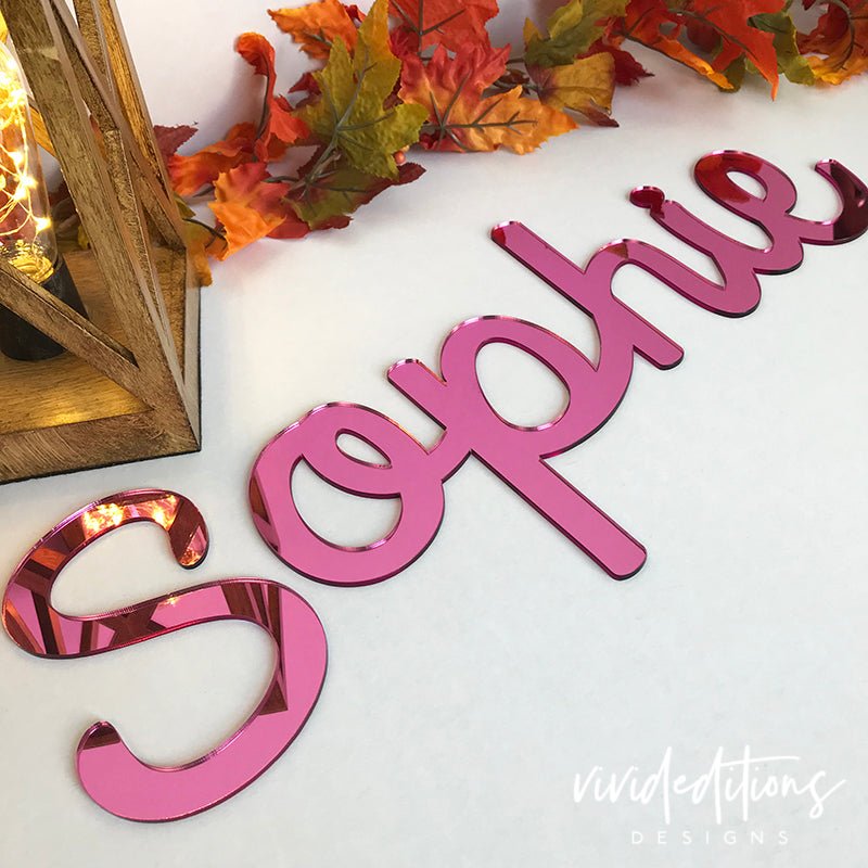 24” Rose Gold Mirror Medium Personalized Name Sign - VividEditions