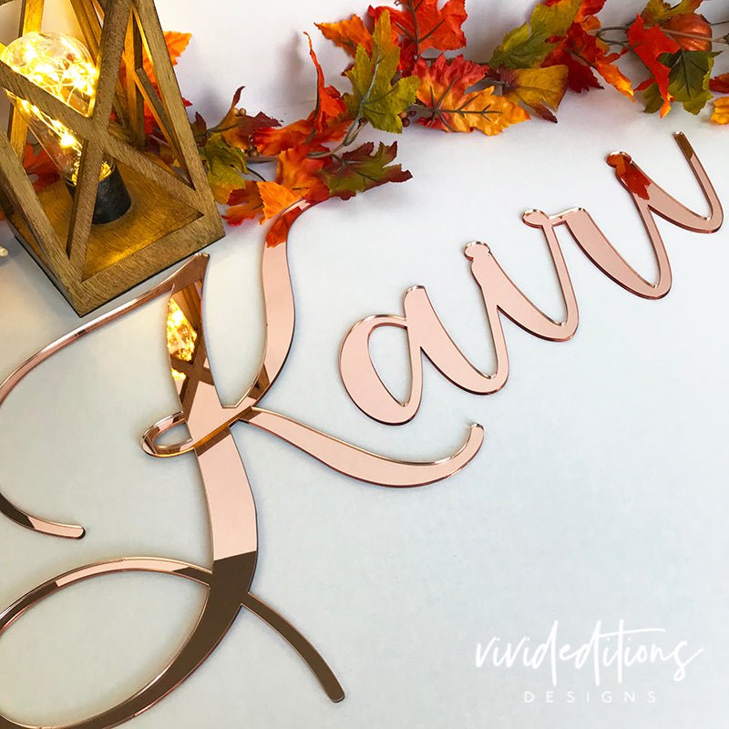 24” Silver Mirror Medium Personalized Name Sign - VividEditions