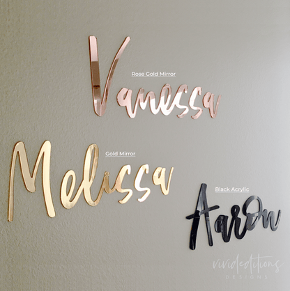 30” Pink Mirror Large Personalized Name Sign - VividEditions