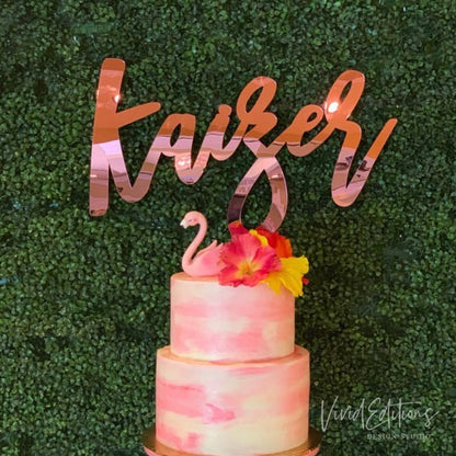 30” Pink Mirror Large Personalized Name Sign - VividEditions