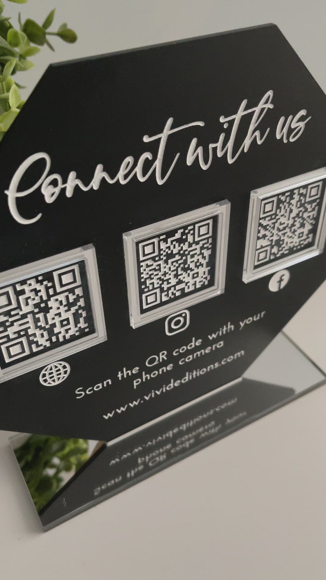 QR Acrylic Social Media Business Sign - Beauty Bar, Hair Salon