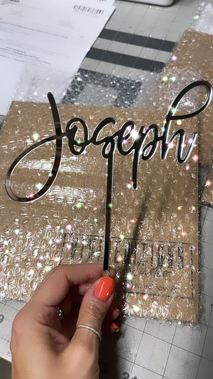 Personalized Name Cake Topper, Acrylic or Wood