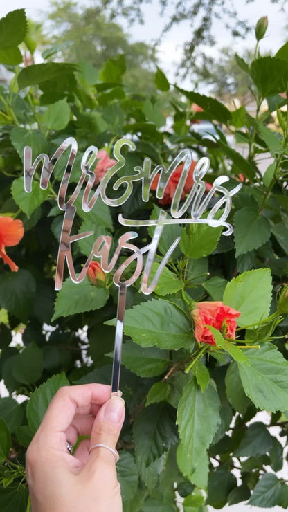 Mr & Mrs Last Name Wedding Cake Topper, Trendy