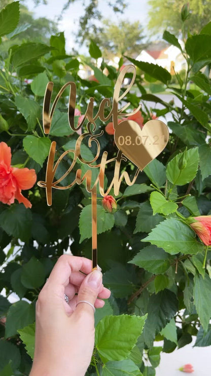Personalized First Names + Date Cake Topper