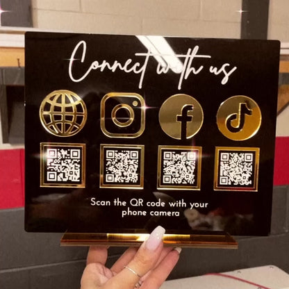 Multi (4) QR Code Business Social Media Sign
