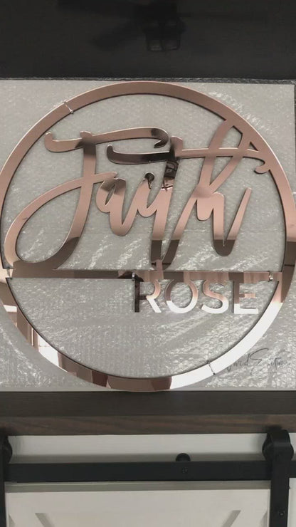 Split Round First + Middle Name Sign, Acrylic or Wood
