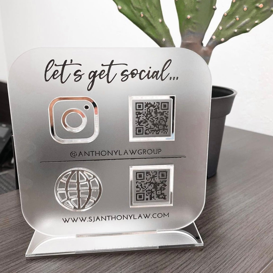 QR Code Acrylic Social Media Business Sign - Beauty Bar, Hair