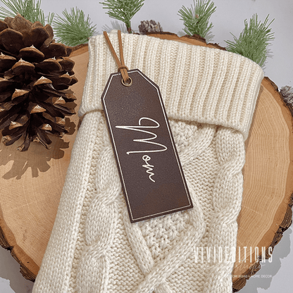 Engraved Leather Christmas Stocking Tag - VividEditions