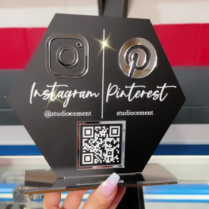QR Code Business Social Media Sign - Double Icon