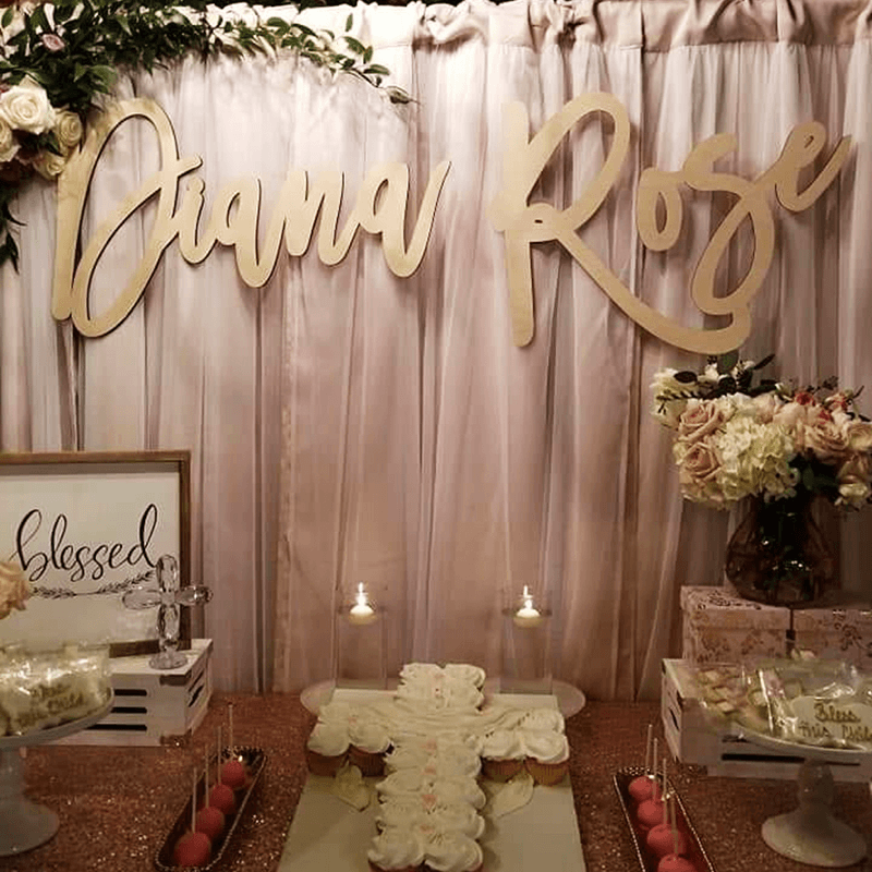 First & Middle Name Backdrop Sign, Acrylic or Wood - 2pc Set - VividEditions