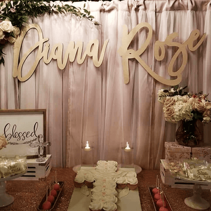 First & Middle Name Backdrop Sign, Acrylic or Wood - 2pc Set - VividEditions