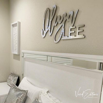 First & Middle Name Stacked Backdrop Sign, Acrylic or Wood - VividEditions