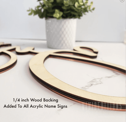 First & Middle Nursery Name Sign, Acrylic or Wood - 2pc Set - VividEditions
