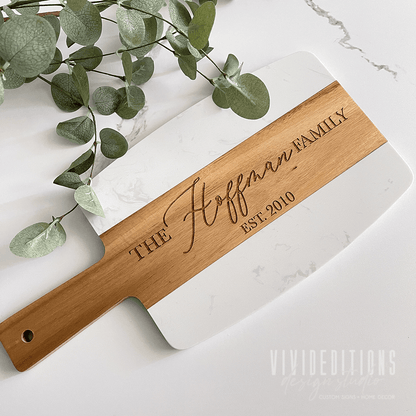 Marble + Acacia Wood Serving / Charcuterie Board (6 design options) - VividEditions