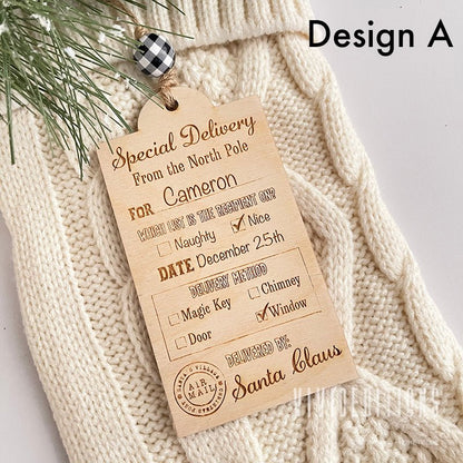 Personalized From Santa Wood Gift Tag - VividEditions