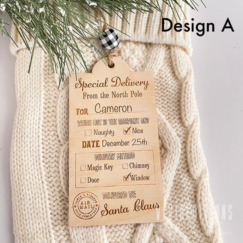 Personalized From Santa Wood Gift Tag - VividEditions